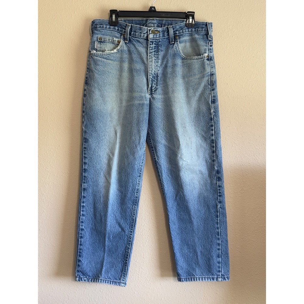 Vintage Carhartt Relaxed Fit Jeans Light Wash Denim B18 DST 36x30 Mens